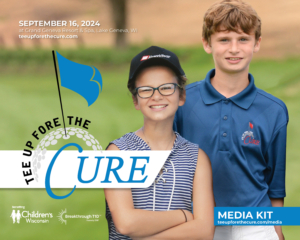 Tee Up Fore the Cure media kit cover image, Tee Up Fore the Cure is an annual golf outing in south eastern Wisconsin supporing finding a cure for T1D